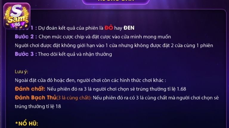 Hướng dẫn thao tác tham gia Ba Lá tại Sam86