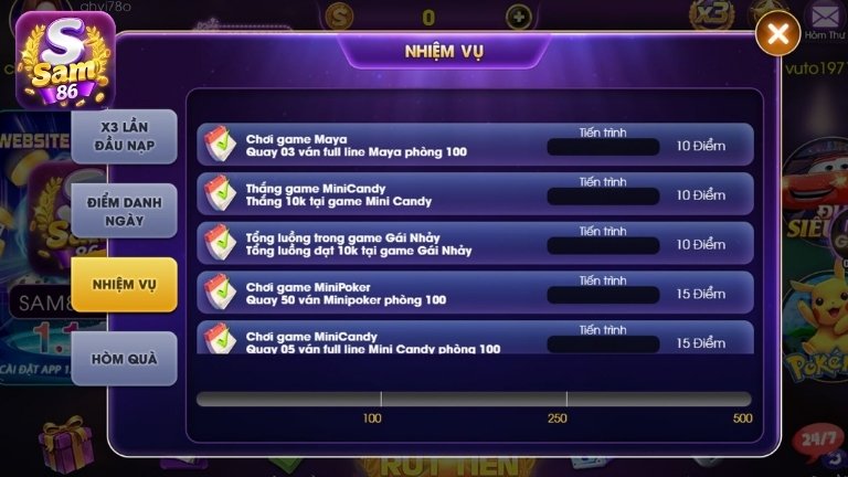 Khuyến mãi Sam86 – Hoàn thành nhiệm vụ nhận quà cực khủng