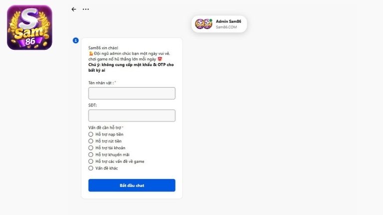 Livechat là phương thức liên hệ Sam86 phổ biến