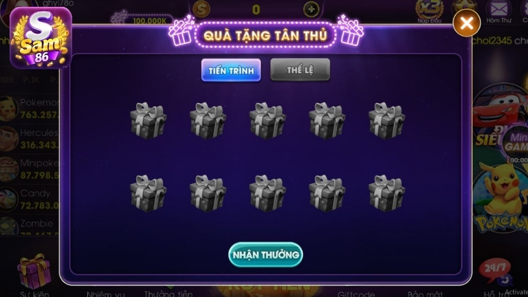 Quà tặng tân thủ Sam86 – Nhận ngay 100K cực dễ